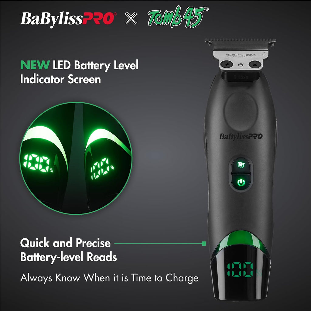 BaBylissPRO x Tomb45 Wireless Charging Hair Trimmer for Men with DS1 Dual Speed Motor 7500 RPM T-Blade Lithium Ion Battery 3 Hour Runtime Professional Barber