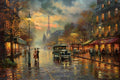 Nostalgic Paris Cityscape Art Painting, 24 Original Artworks of 19th Century Street Nightscape in Kinkade Style, Parisian Wall Art City of Lights, Hand Painted Elegant Home Decor by College Teachers