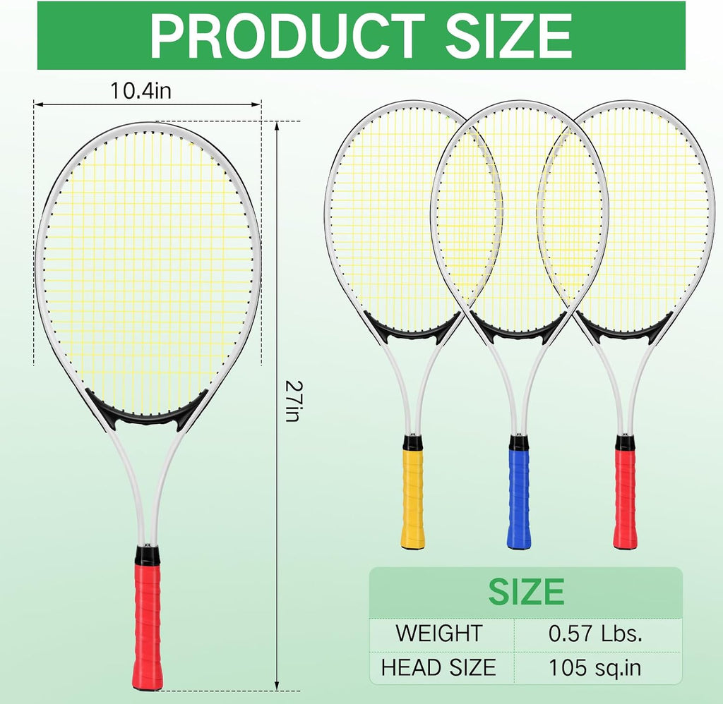 12 Pcs Tennis Rackets for Adult Recreational 12 Players 27'' Tennis Racket Set with 6 Balls Lightweight Tennis Rackets Bulk for Women Men Tennis Training and Beginner with Overgrip and Bag