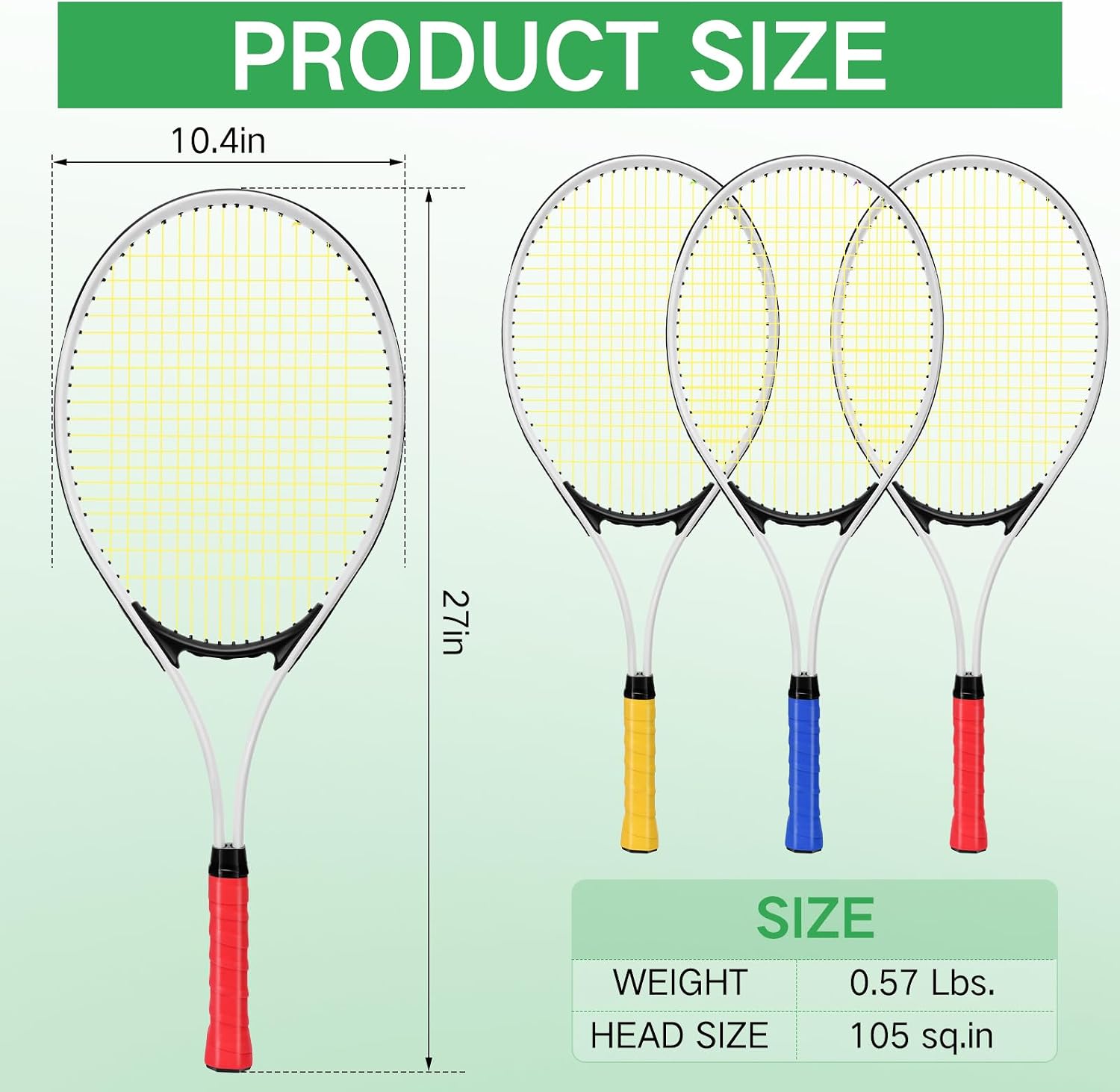 12 Pcs Tennis Rackets for Adult Recreational 12 Players 27'' Tennis Racket Set with 6 Balls Lightweight Tennis Rackets Bulk for Women Men Tennis Training and Beginner with Overgrip and Bag