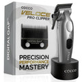 Cocco Veloce Pro Clipper, Digital Gap Ambassador Graphene Taper Blade Professional Hair Clippers, High-Torque BLDC Motor, All-Metal, Cordless, Charging Base Included