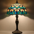 Tiffany Lamp Stained Glass Table Lamp Bedside Reading Lamp 12 x 19' Blue Phoenix Tail Style Decorative Lamp for Desk Study Living Room Bedroom Office Decor Gift