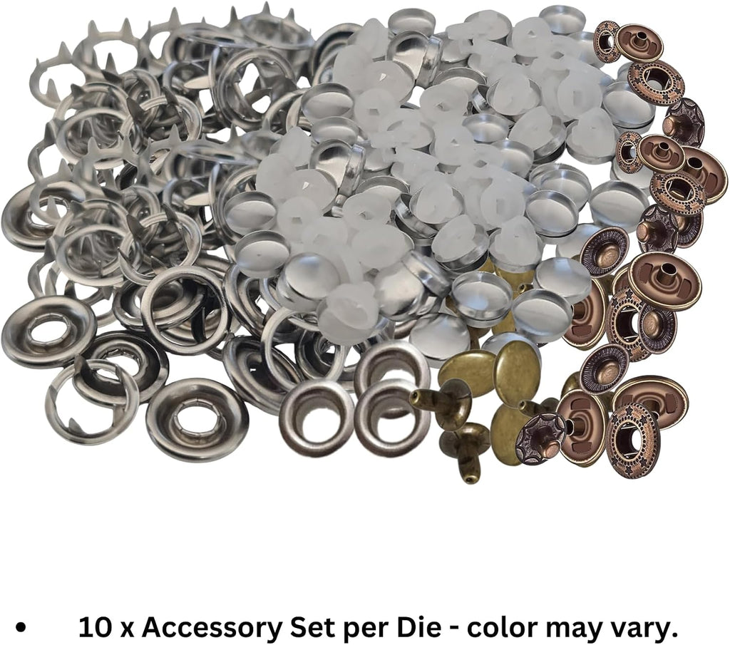 Hand Press Machine for Rivets, Snaps, Grommets, and Fabric Buttons - Complete Die Set Kit with Hole Punch for Leathercraft, DIY Projects, and Clothing