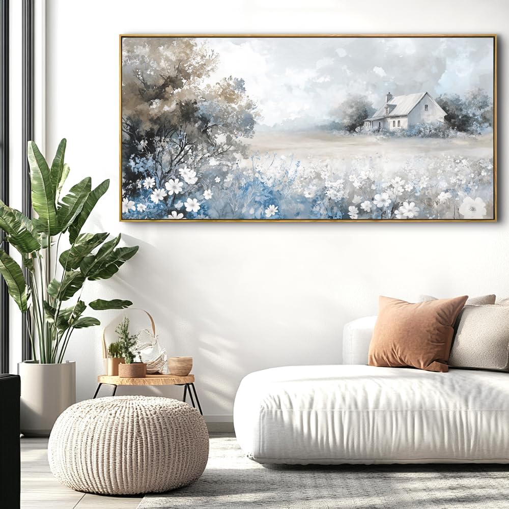 Landscape Abstract Landscape Wall Art - Large Framed Canvas Painting for Living Room, Bedroom, Modern Artwork Decor - 60x30 Inch Ready-to-Hang