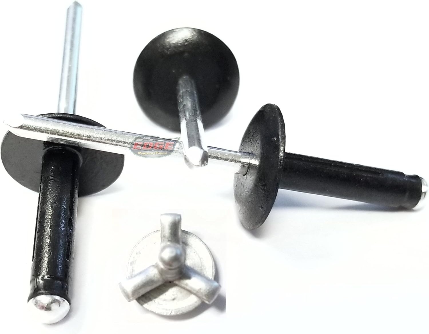 Black Exploding Pop Rivets 3/16' Tri-Fold Small Aluminum Head Steel Mandrel .040 - .354 Grip Range Fastener