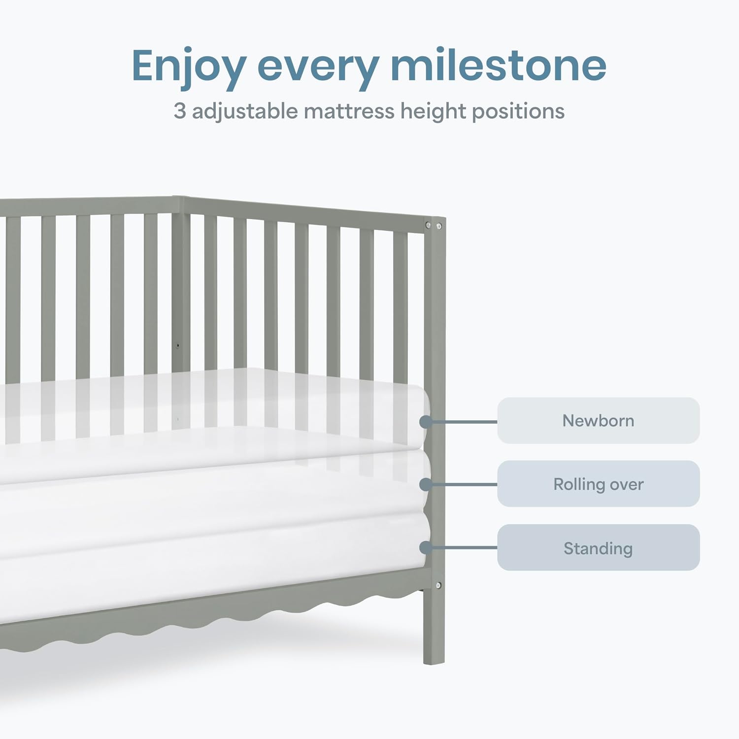 Dream On Me Synergy Wave 5-in-1 Convertible Crib, GREENGUARD Gold, Seagrass