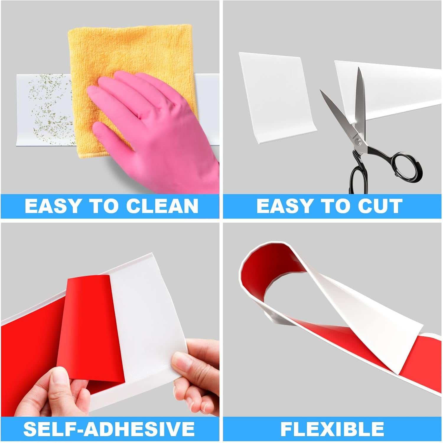 Duzzy Flexible Baseboard Molding Trim, 4 Inch(W) x 100 Feet(L) Peel and Stick Rubber Wall Trim Molding, Self-Adhesive Vinyl Wall Base Cove Base
