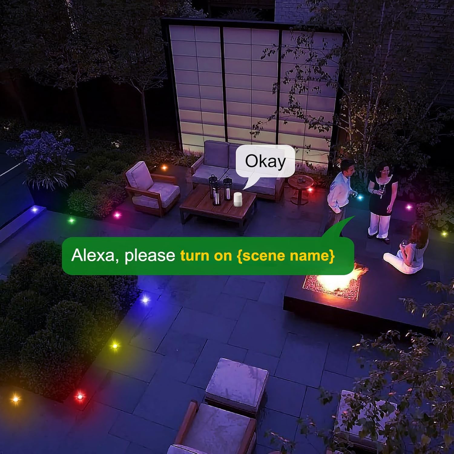 Sumaote LED Deck Lights Kit 50 Pack, 1.22' Low Voltage WiFi RGBW+IC Multicolor Dynamic Recessed Deck Lighting, IP67 Waterproof 12V Step Lights Outdoor for Garden Yard Path Stairs