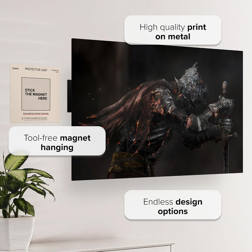 Displate Metal Poster DARK SOULS III Wall Art L | Wall-safe magnetic mounting, no drilling or tools. Easy to mount, artwork, wall decor home living room, bedrooms, offices.