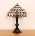 Tiffany Vintage Table Lamp,Pink Baroque Stained Glass Vintage Lamps,Bedside Nightstand Lamps for Bedroom,Living Room,Home Office Desk Lamp,LED 3 Color Temperatures Bulb,12X12X19Inch