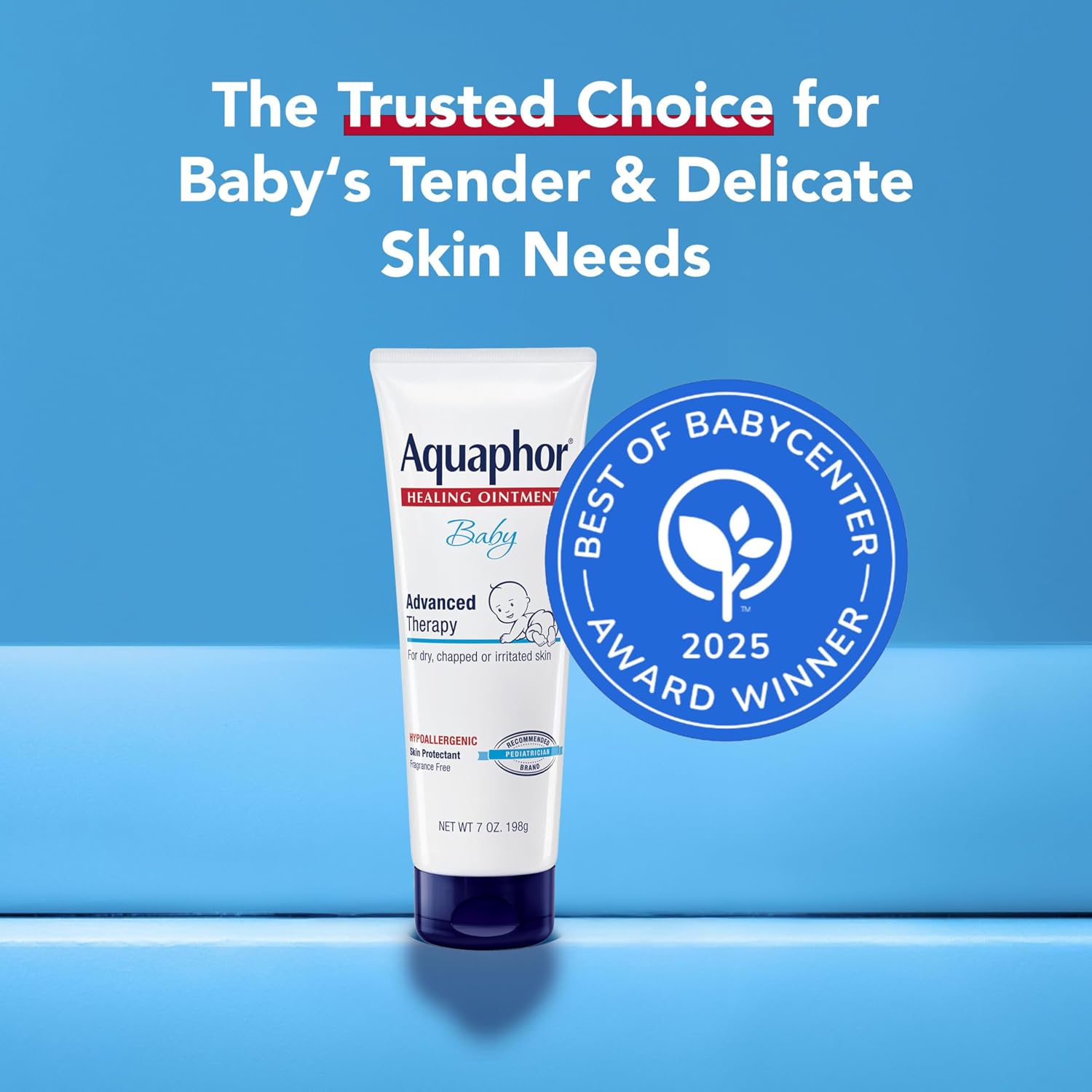Aquaphor Baby Healing Ointment Advanced Therapy Skin Protectant, Dry Skin and Diaper Rash Ointment, 7 Oz Tube (Pack of 12)