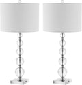 SAFAVIEH Lighting Collection – Set of 2 Liam Stacked Crystal Ball 29-Inch Table Lamps with USB Ports, LED Bulbs Included, Bedroom Living Room Home Office (LIT4112A-SET2-U)