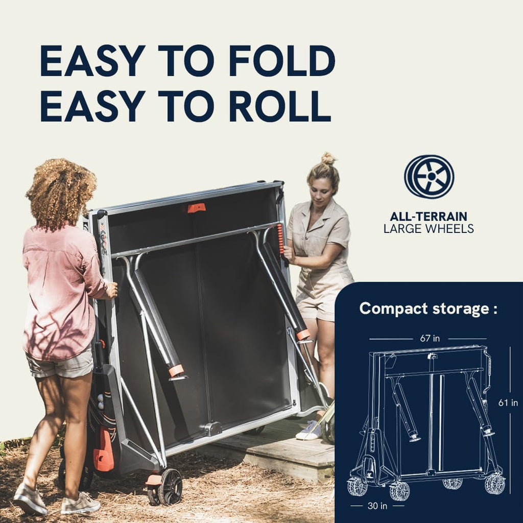 CORNILLEAU - 500X Outdoor Table Tennis Table - Folding & Compact - Weather and Schockproof - 6mm Laminate Top - Point Counters - Corner Protection Pads - Blue or Black