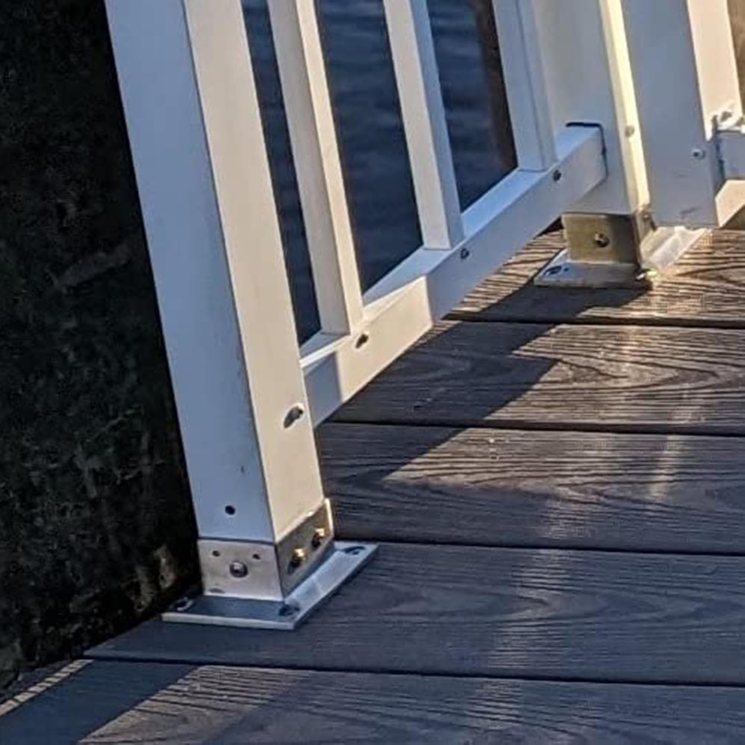 2pcs Wood Fence Post Base Support Bracket - Stainless Steel Concrete Post Anchor for Deck Railing, Vinyl Fence, Mailbox(90x90mm)