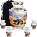Motorcycle Urns for Human Ashes Adult Man - Brown Urn for Adult Female - Small Urn for Women - Funeral for Male - Cremation Urns for Human Ashes Motorcycle - Set of 5, 10 Inch & 3 Inch