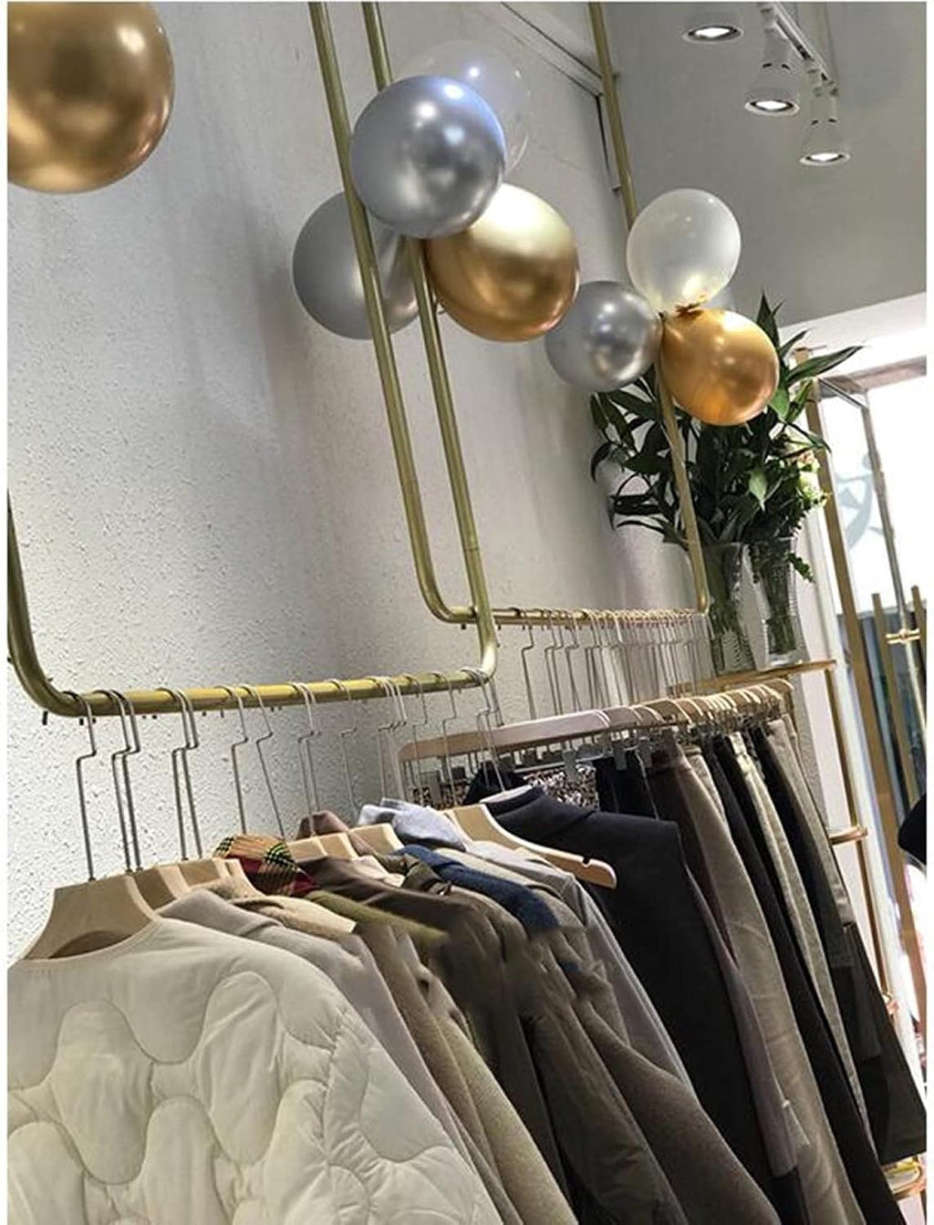 Clothing Store Display Racks, Wall-Mounted Heavy-Duty Clothes Rails, Detachable Clothes Storage Racks, Metal Ceiling Hangers for Bridal Shops(Golden-80Cmx125Cm