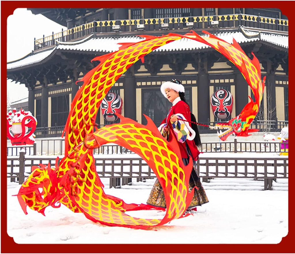 3D Dragon Poi Silk Dragon Dance WuLong Ribbon Streamer Dragon and Lion Dance Props Outdoor Throwing Fitness Dragon Dance