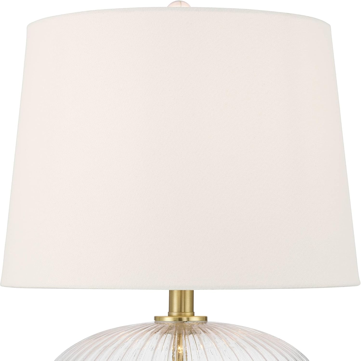 360 Lighting Darrah 20' High Small Mid Century Modern Accent Table Lamp USB Port Clear Glass Gold Brass Finish Single Off-White Shade Living Room Charging Bedroom Bedside Nightstand House Office