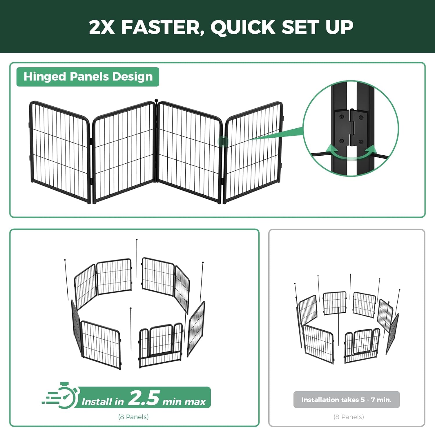 FXW Instant Unleashed Dog Playpen, Portable Pet Fence for Outdoor, RV Trips, and Camping, 24 inch, 24 Panels for Puppy and Small Dogs with RV Step Grid│Patented