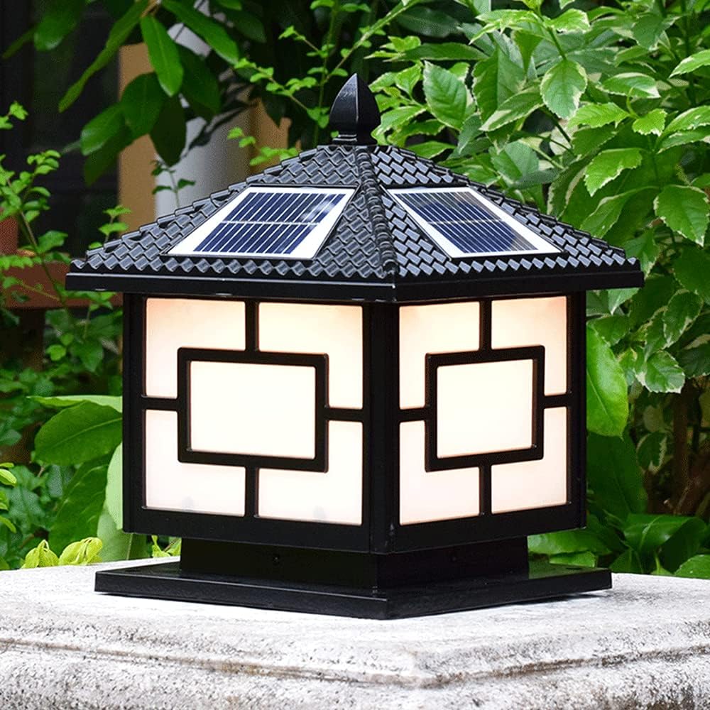 Vintage Solar Cap Lights Outdoor Street Lamp/Solar Powered Post Lights, Two Light Modes Warm White Color Changing LED (with Remote Control) Fits 4x4, 5x5 Or 6x6 Wooden Posts