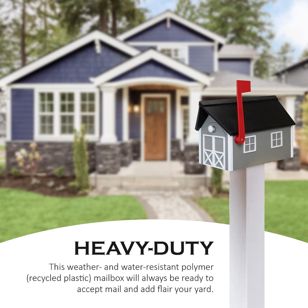 Peaceful Classics Poly Mailbox- Durable, Weather-Resistant Amish Craftsman Mailboxes for Outside Uses Like Front Yard and Road Side- Long-Lasting, Decorative, Modern Mailbox (Gray).