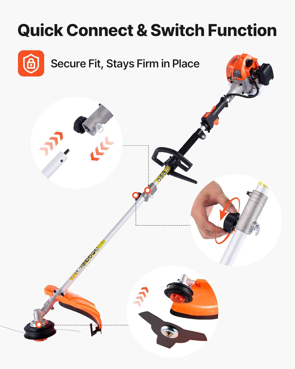 VEVOR Gas Hedge Trimmer 2 Cycle with Extension Pole, 15.7-inch 26cc Gas Powered Pole Hedge Trimmer with Dual Sided Dual Action Blade, Great for Trimming Shrubs, Bushes, w/EPA, CE and EMC Certification