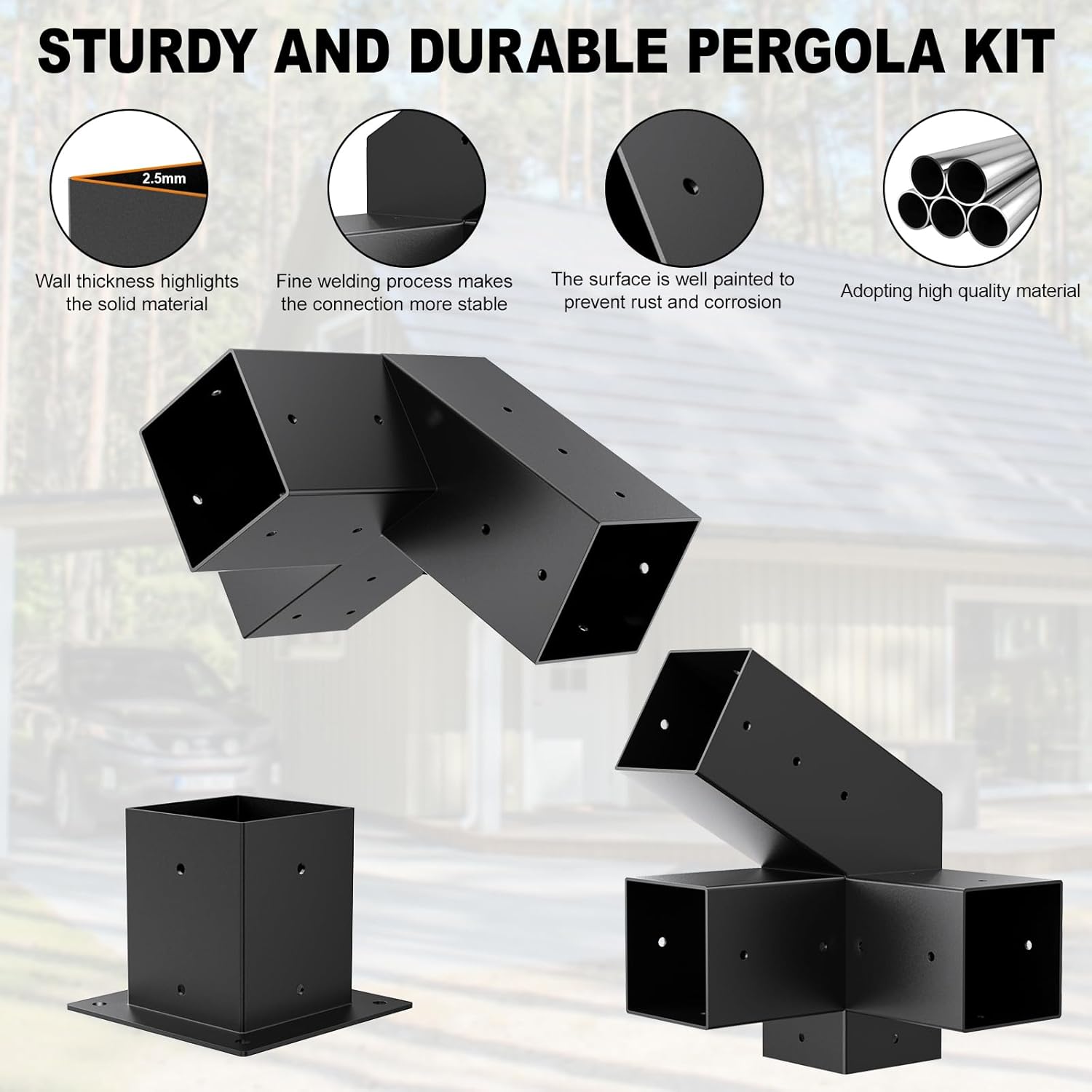 Heavy Duty 30°Slanted Roof Wall Mount 4x4 Pergola Bracket Kit,Angled Construction Pergola Hardware for Outdoor Wood Pergolas, Gazebo, Sheds