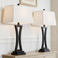 Maxax Modern Table Lamps Set of 2 for Living Room, 3-Way Dimmable Bedside Lamps with White Rectangular Shade, 30.75'' Tall Nightstand Lamp for Bedroom, Office, Entryway(Black)