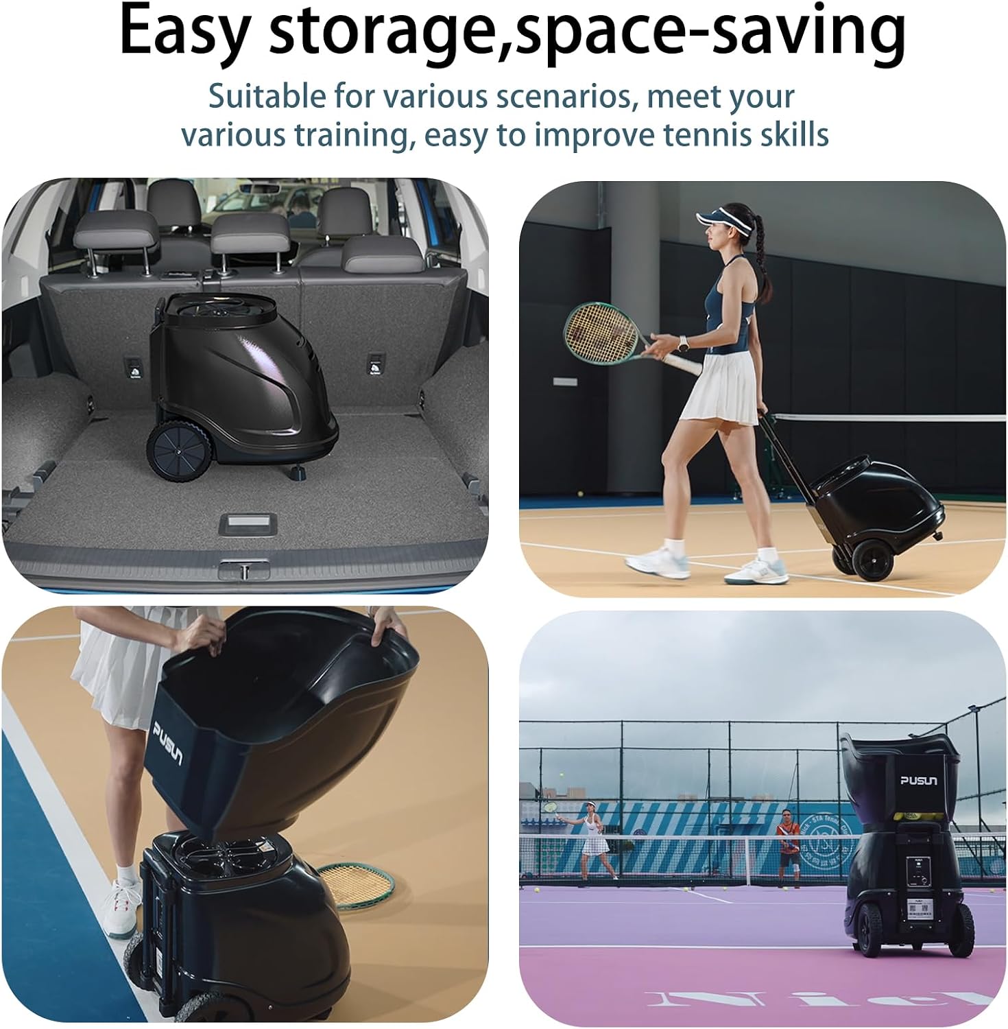 PT 9001 Padel Ball Machine Professional Padel Ball Machine with Remote & App Control, Oscillation, 35 Landing Points, Adjustable Speed (12-87MPH), 150 Ball Capacity for Club & Home Training