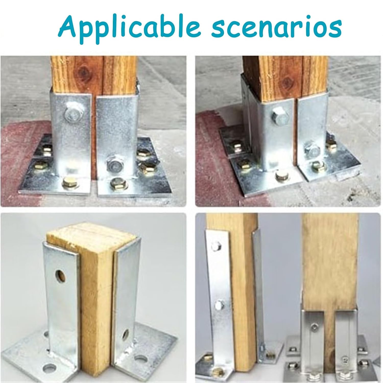 Galvanised Steel Pillar Stand Base for Gardens/Pergola, Sturdy Construction Mailbox Post Base Brackets, Heavy Duty Post Anchors Wood Post Support Base for Deck Railing(10pcs)