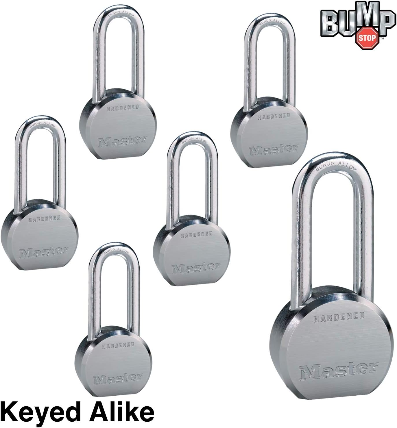 Master Lock - (6) High Security Pro Series Keyed Alike Padlocks w/12 Keys, 6230NKALH-6 w/BumpStop Technology