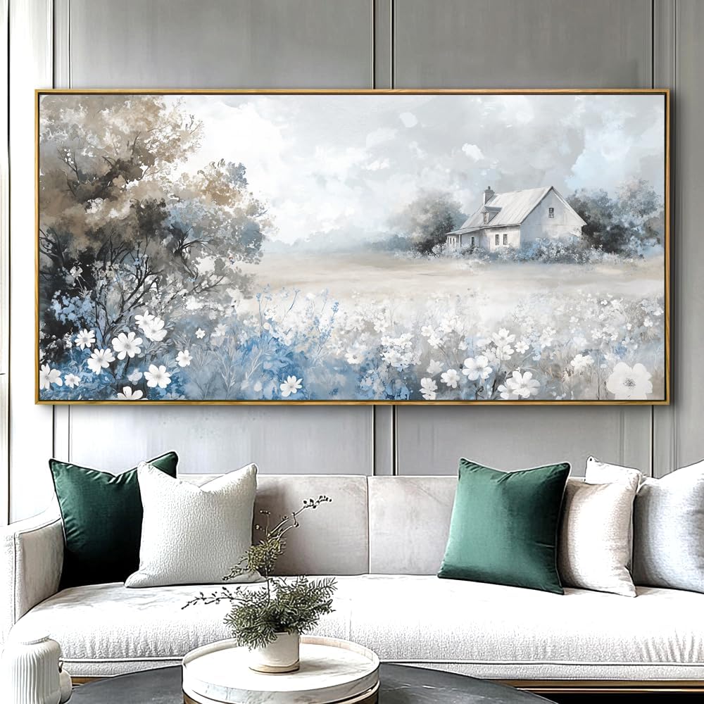 Landscape Abstract Landscape Wall Art - Large Framed Canvas Painting for Living Room, Bedroom, Modern Artwork Decor - 60x30 Inch Ready-to-Hang
