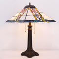 Tiffany Table Lamp Pink Flower Mission Style Stained Glass 16X16X23 Inches Desk Reading Light for Bedrooms Living Room Study Home Office