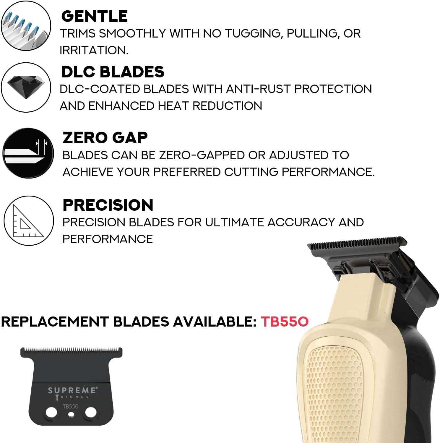 Supreme Trimmer Darkstar 82 Metal Body Clipper & Trimmer Set with Magnetic Vector Motor | 180 Min Run Time, 9100 RPM Professional Hair Clipper & Beard Trimmer | Low Noise, DLC Blades | STC82 + ST800