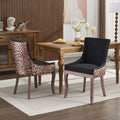Dining Chairs Set of 2, Thickened Fabric Upholstered Chair with Neutral Solid Wood Legs & Bronze Nailhead Trim, Comfortable Accent Chairs for Dining Room/Kitchen/Living Space(Leopard + Fabric)