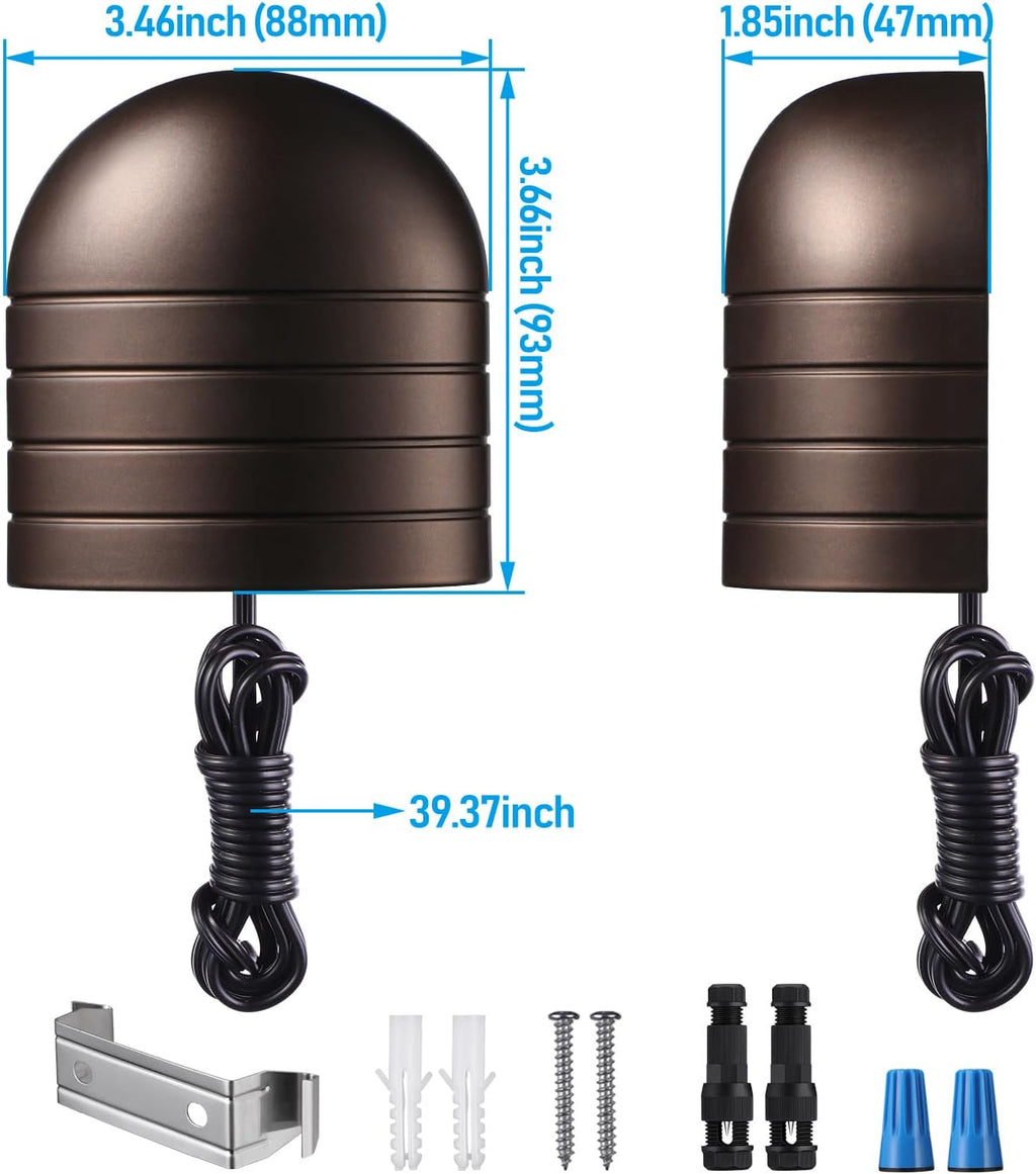 LEONLITE 12-Pack Update 5CCT Low Voltage LED Deck Lights, 250LM Ultra Bright Fence Down Light, 12-24V AC/DC Anti Glare Step Railing Light, CRI90, 1800K/2700K/3000K/4000K/5000K, IP65, Oil Rubbed Bronze