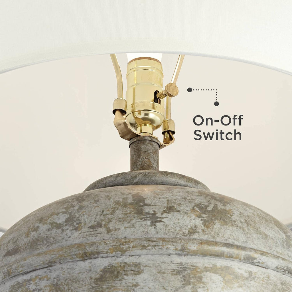 John Timberland Otero 27' Tall Jug Farmhouse Rustic Country Cottage Core Southwestern Table Lamps Set of 2 Mottled Stone Finish Living Room Bedroom Bedside Nightstand House Office Home Cream Shade