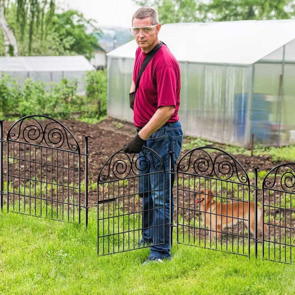 Getlay Tall Garden Fence Animal Barrier with Gate, 36 in(H) 14 Panels Garden Fences and Borders for Dogs, Dog Fence Outdoor for Yard, Total Length 30.6 Ft Metal Temporary Fencing│Patented