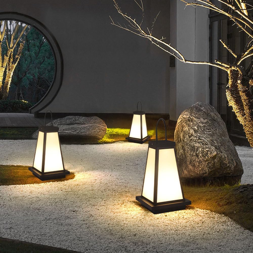 Outdoor Fence Powered Lights Garden Decoration Solar Lantern Post with Pier Mount Base Outside Decorative Floor Lamp Fits 4X4, 5X5 6X6 Wooden Posts, Black/11.8In