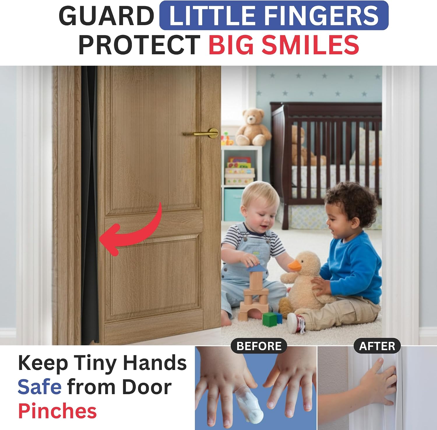 Commercial Door Hinges Finger Pinch Guard for Kids | UL Classified Push & Pull Side Door Pinch Guard for Schools, Daycare Centres & Home | USA Made | Finger Guard Door White, 95'