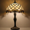 Tiffany Lamp Stained Glass Table Lamp 12 x 19' Phoenix Tail Beads Style Bedside Reading Lamp Decorative Light for Desk Living Room Bedroom Office Study Light Home Decor Gift
