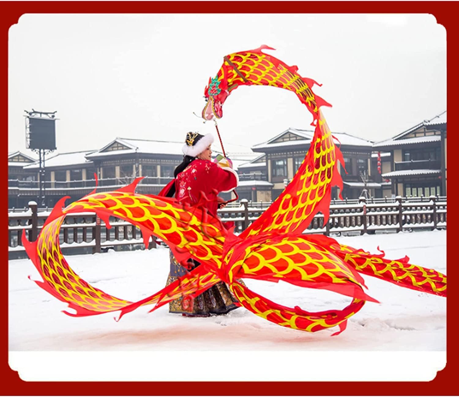 3D Dragon Poi Silk Dragon Dance WuLong Ribbon Streamer Dragon and Lion Dance Props Outdoor Throwing Fitness Dragon Dance