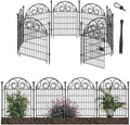 Getlay Tall Garden Animal Barrier Fence With Gate, 40 in(H)×27 in(L) 8 Panels Dog Digging Fences Barrier, Black Metal Temporary Fencing, Reusable Defense Fence For Outdoor Yard. Total 17.5 Ft│Patented