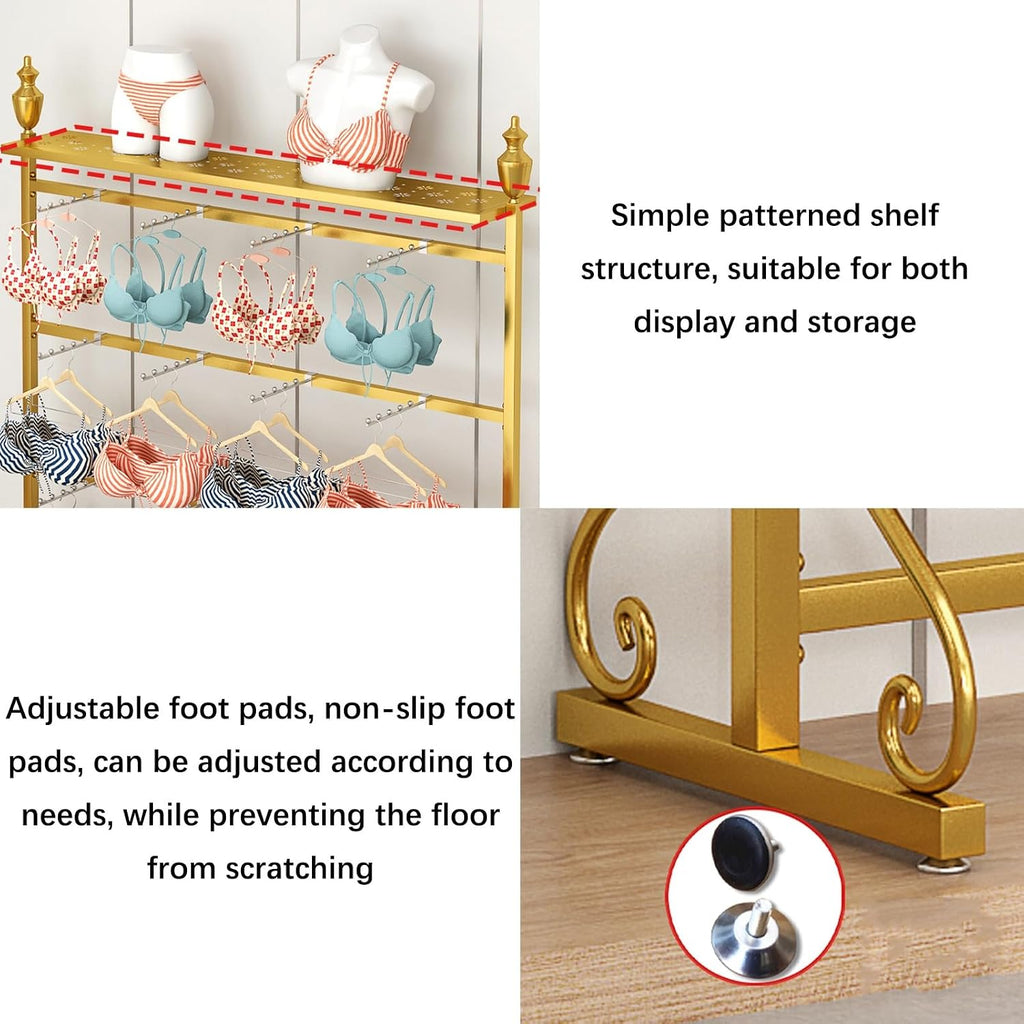 Sock Rack, Clothing Store Underwear Rack, Boutique Retail Display Racks, Multifunctional Shorts Swimwear Shorts Panties Slippers Storage Hanger, Comm(Gold-150x40x155CM