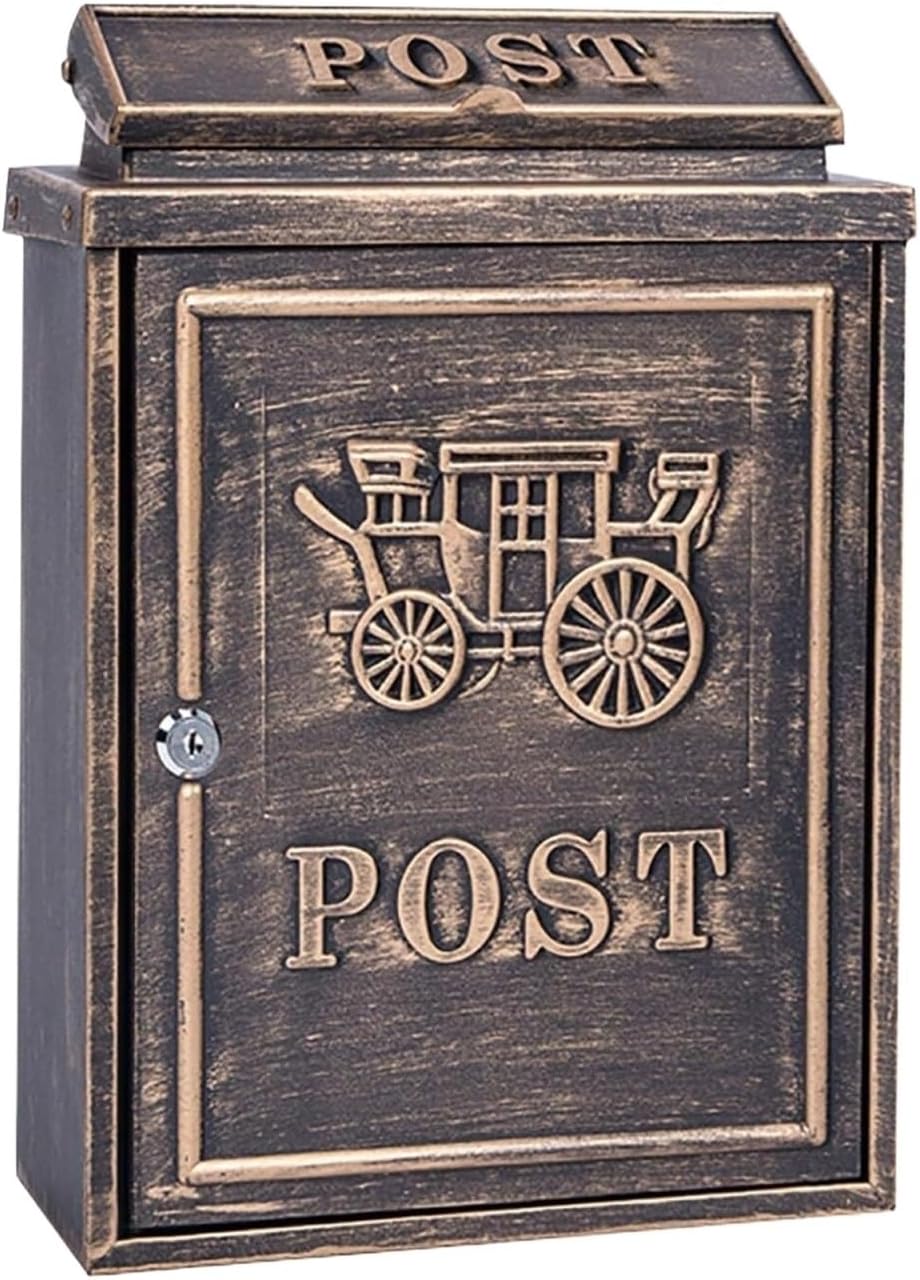 Mailboxes for Outside Lockable Wall Mounted Rustic Mailbox Galvanized Metal Decor Tin Post Box for House Decor Mail Box(B)