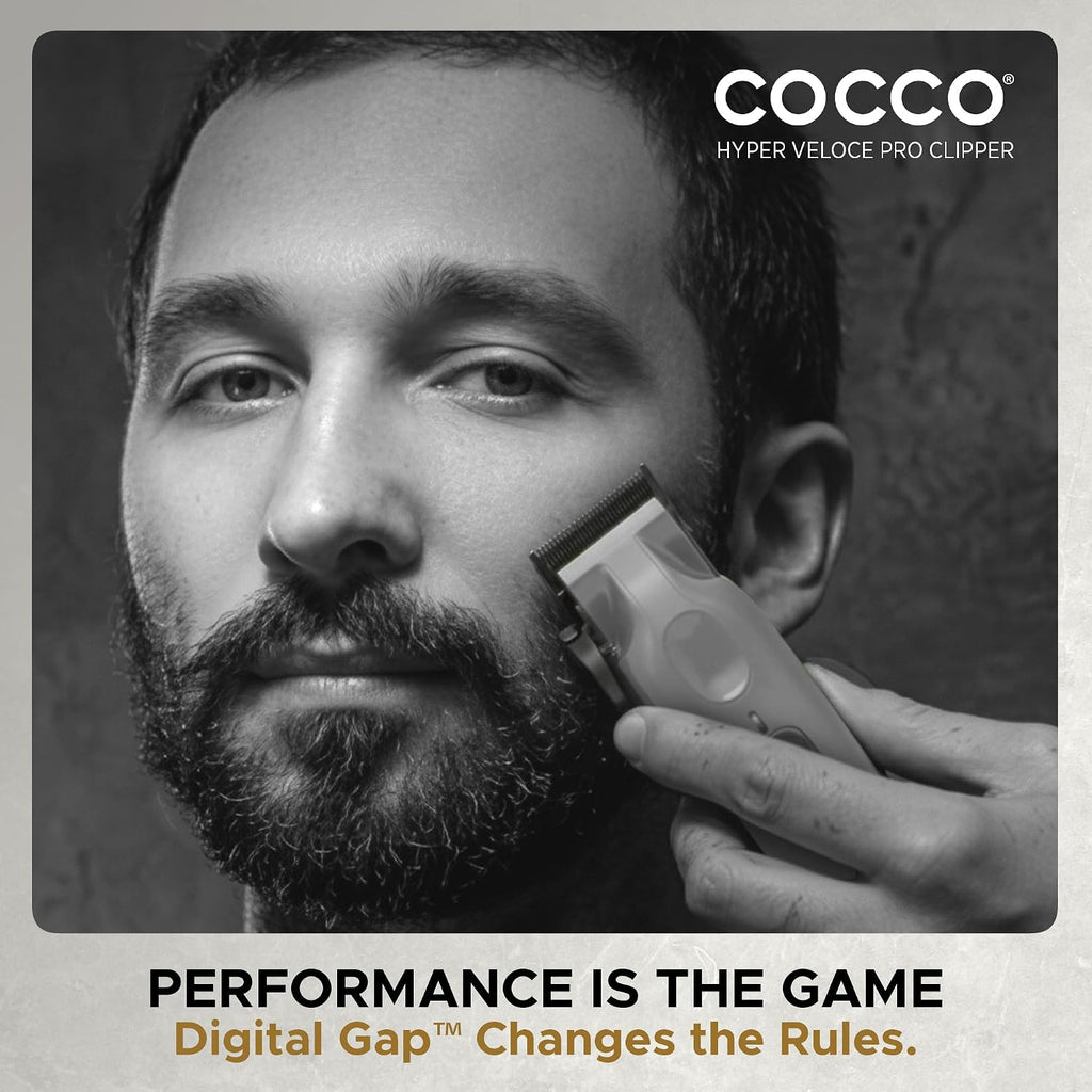 Cocco Veloce Pro Clipper, Digital Gap Ambassador Graphene Taper Blade Professional Hair Clippers, High-Torque BLDC Motor, All-Metal, Cordless, Charging Base Included
