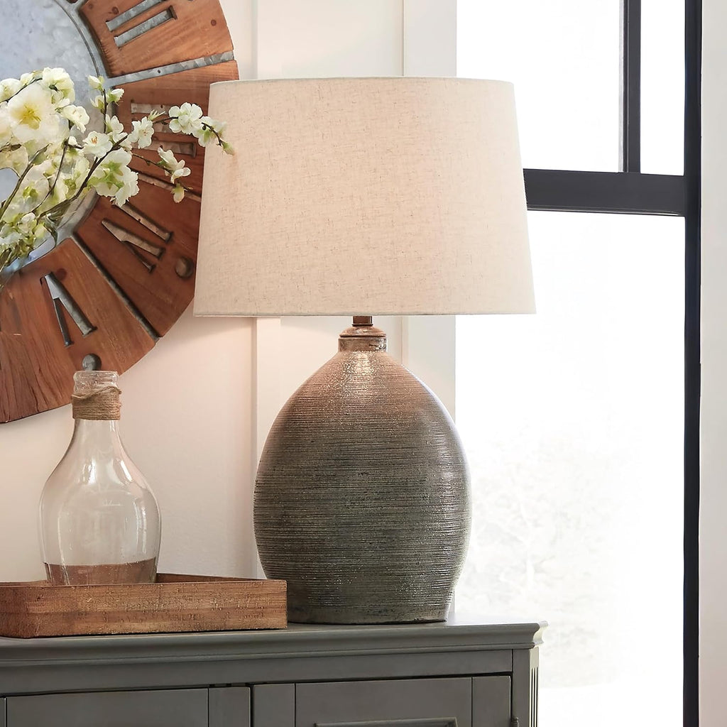 Signature Design by Ashley Joyelle Modern 27.5' Terracotta Table Lamp, Gray