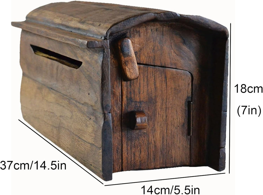 MELPHI Wooden Mailbox, Wall Mount Outdoor Mailbox, Vintage Mailbox for Magazine Post Newspaper Letter, Easy to Install, Used for Commercial, Home & Office