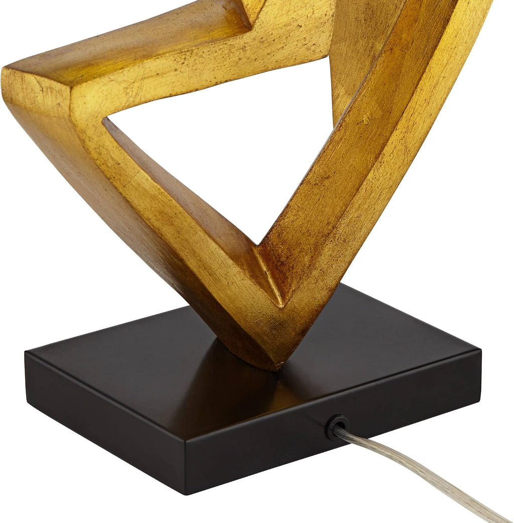 Possini Euro Design Zeus 29 1/2' Tall Modern Glam End Table Lamp Sculptural Gold Leaf Finish Living Room Bedroom Bedside Nightstand House Office Home Reading Kitchen Entryway Console Family Dining