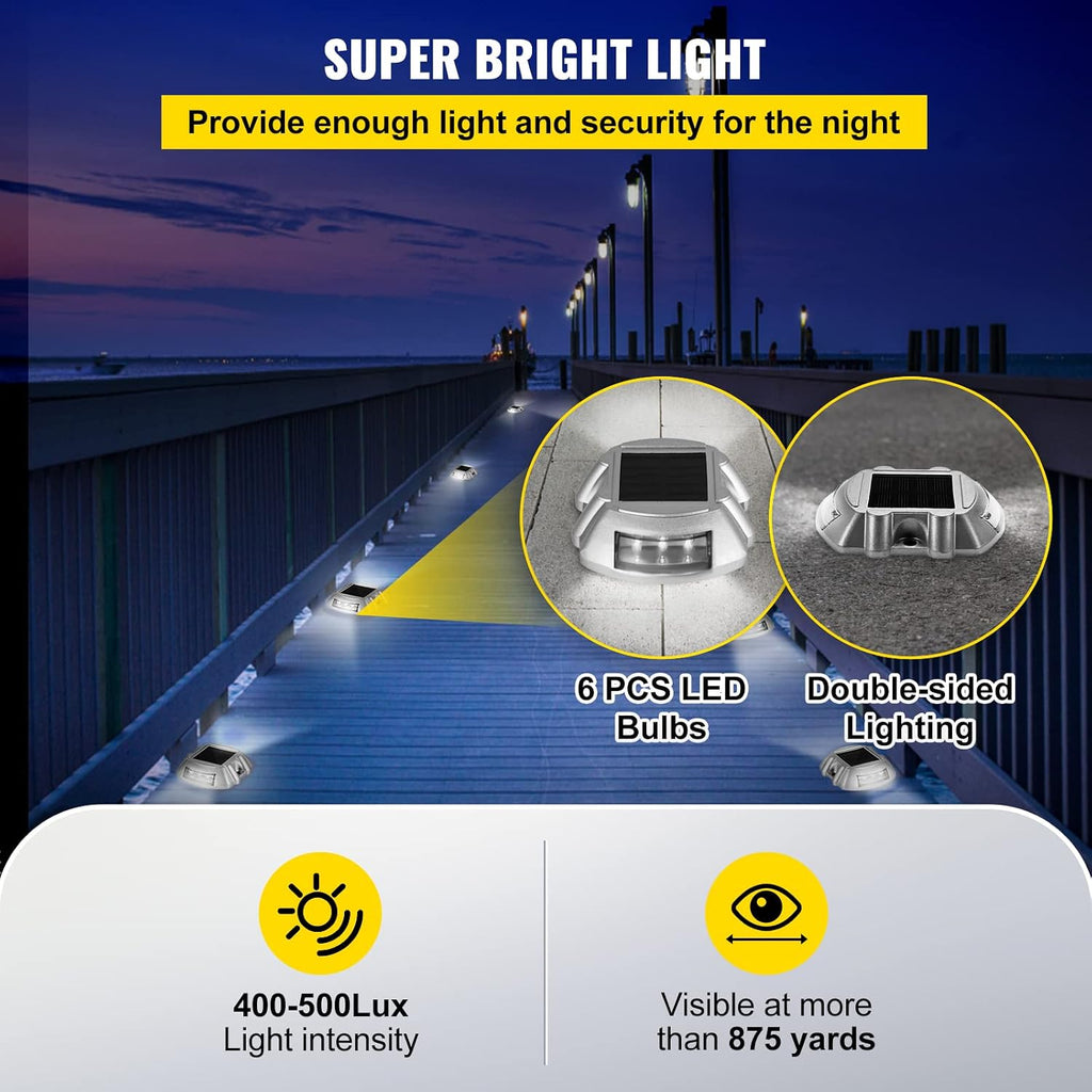 Happybuy Driveway Lights 24-Pack Solar Driveway Lights Bright White with Screw Solar Deck Lights Outdoor Waterproof Wireless Dock Lights 6 LEDs for Path Warning Garden Walkway Sidewalk Steps